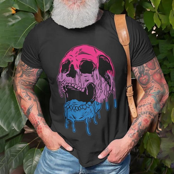 Subtle Bisexual Skull Bi Pride Flag Bisexuality Unisex T-Shirt Gifts for Old Men