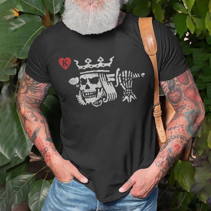 Suicide King Of Hearts Skull Wearing Crown Poker T-Shirt Gifts for Old Men