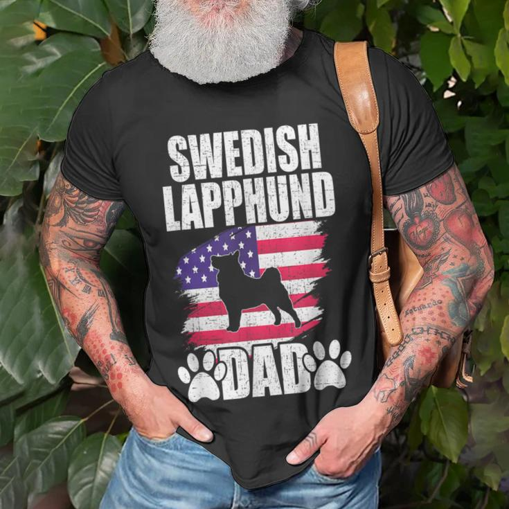 Swedish Lapphund Dad Dog Lover American Us Flag T-Shirt Gifts for Old Men