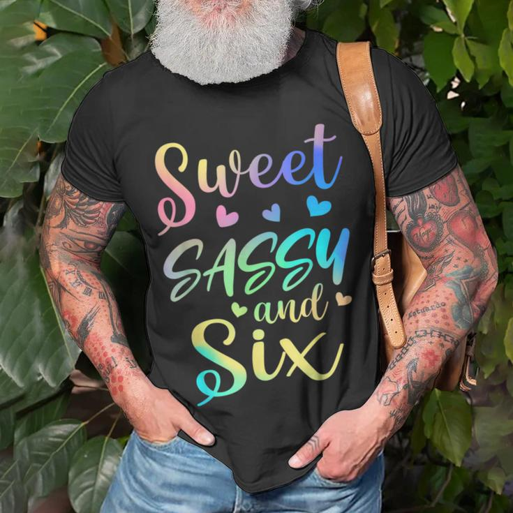 Sweet Sassy And Six Girls Birthday Tie Dye 6Th Bday Girl Unisex T-Shirt Gifts for Old Men