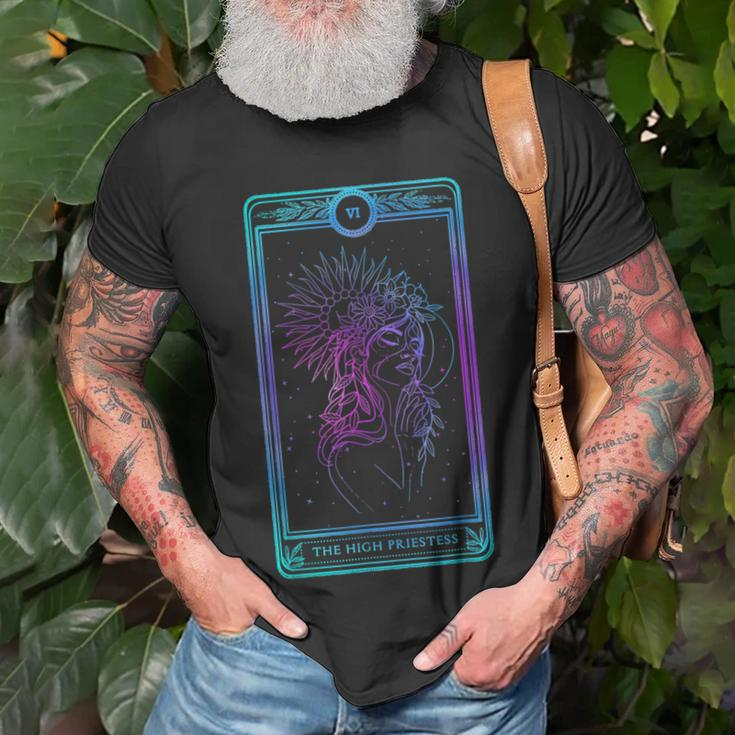 Tarot Card High Priestess Skull Bones Horror Goth Occult Tarot T-Shirt Gifts for Old Men