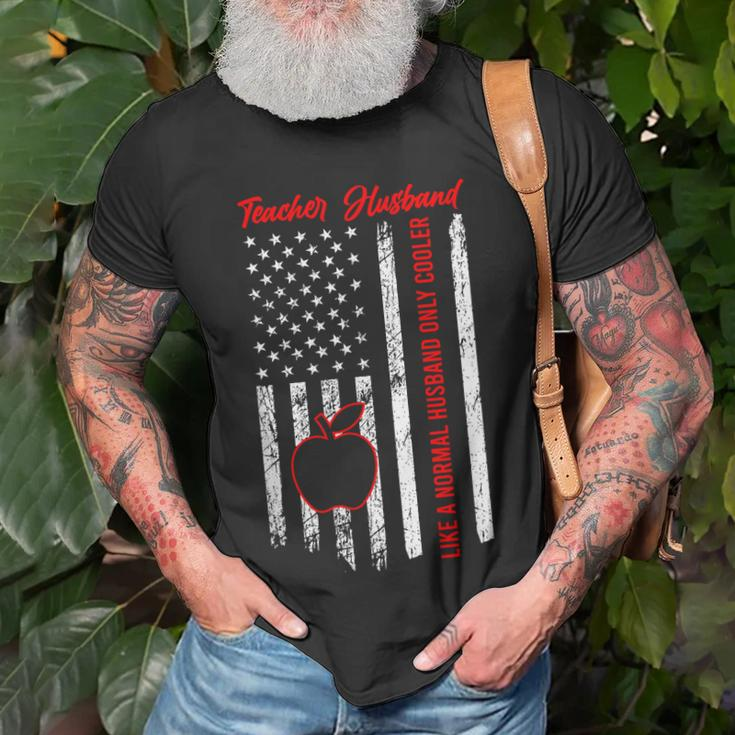 Teacher Husband American Flag Husband Of A Teacher Gift For Mens Gift For Women Unisex T-Shirt Gifts for Old Men