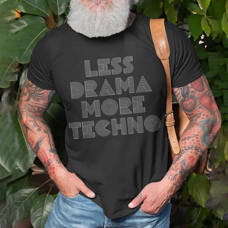 Techno Less Drama More Techno House Music Beats Minimalist T-shirt Gifts for Old Men