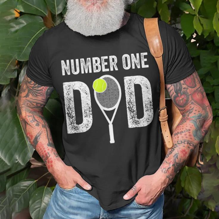Tennis Dad Number One Daddy With Tennis Sayings Unisex T-Shirt Gifts for Old Men
