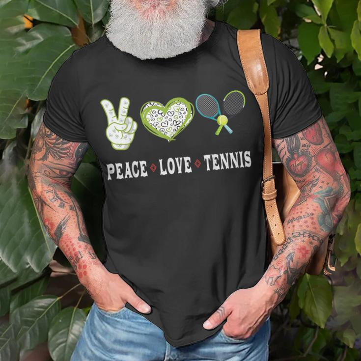 Tennis Lovers Player Fans Peace Love Tennis Tennis Funny Gifts Unisex T-Shirt Gifts for Old Men