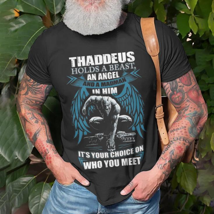 Thaddeus Name Gift Thaddeus And A Mad Man In Him V2 Unisex T-Shirt Gifts for Old Men