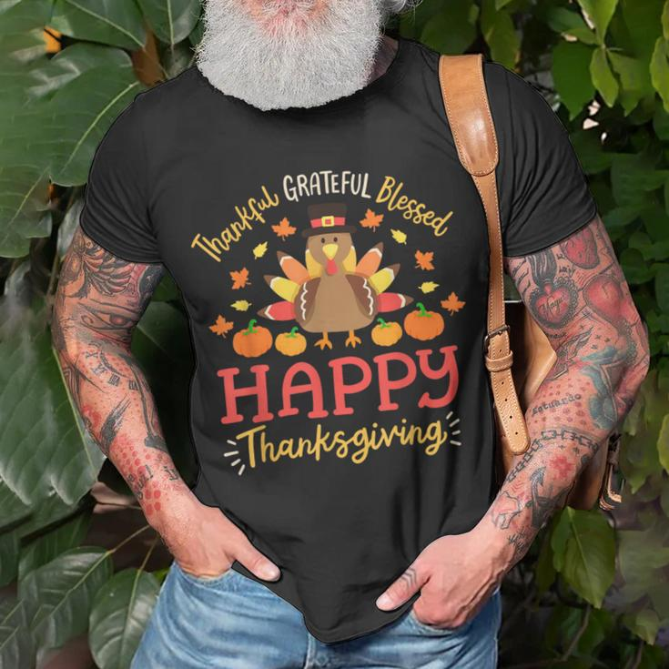 Thankful Grateful Blessed Happy Thanksgiving Turkey Gobble T-Shirt Gifts for Old Men