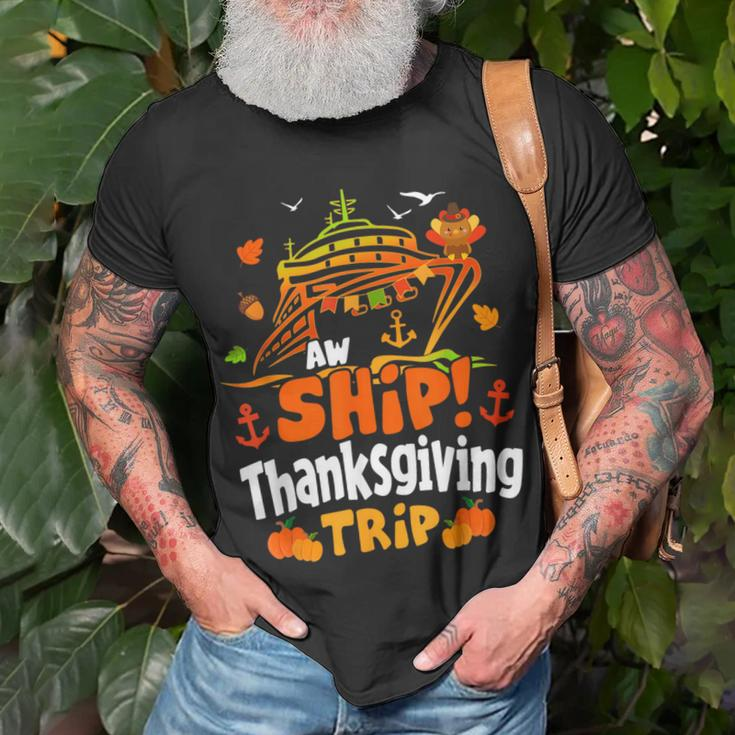 Thanksgiving Cruise Ship Aw Ship It's A Thankful Trip Turkey T-Shirt Gifts for Old Men