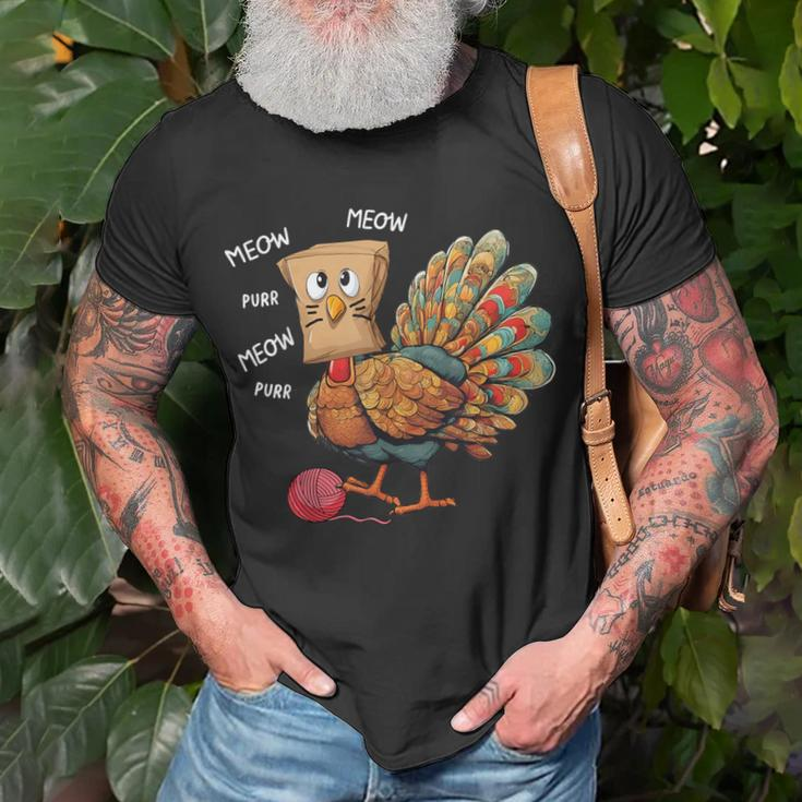 Thanksgiving Turkey Meow I'm A Cat Thanksgiving T-Shirt Gifts for Old Men