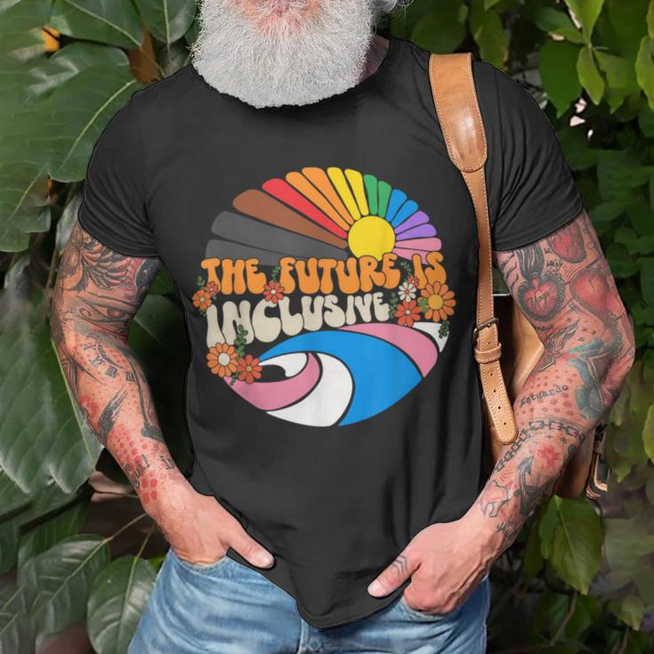 The Future Is Inclusive Lgbt Flag Groovy Gay Rights Pride Unisex T-Shirt Gifts for Old Men