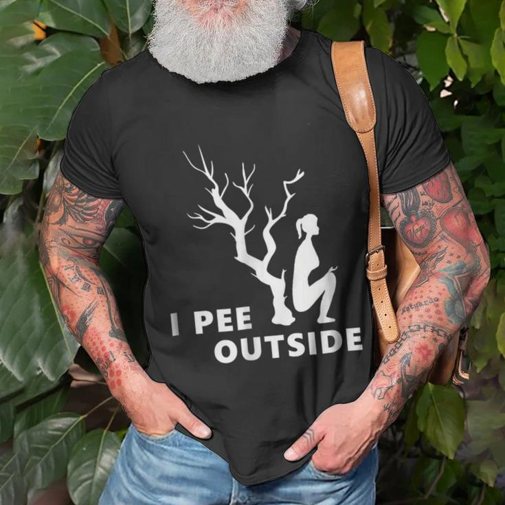 The Original I Pee Outside Funny Camping Girl Unisex T-Shirt Gifts for Old Men