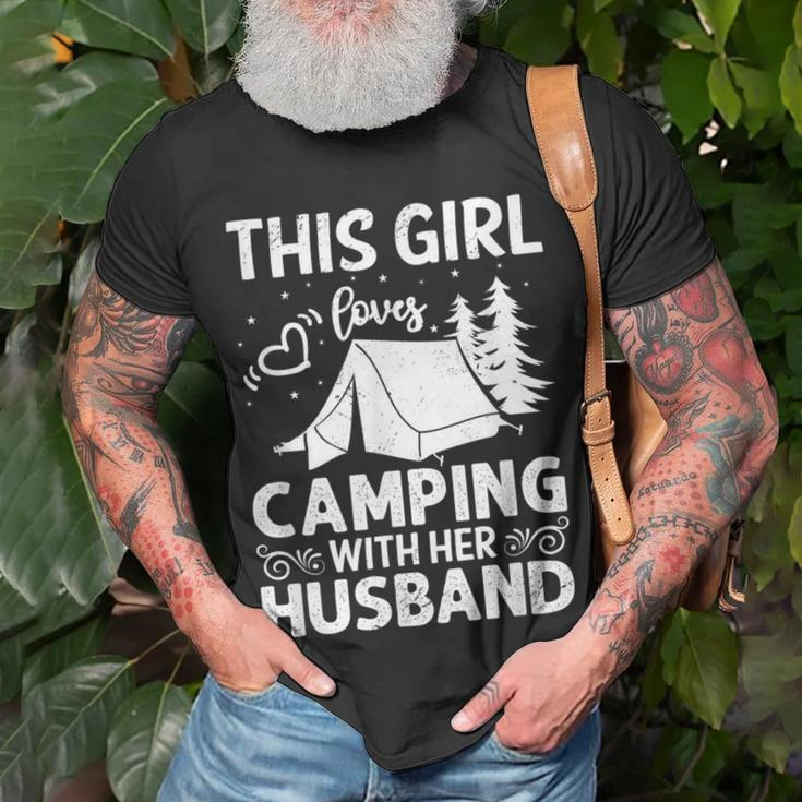 This Girl Loves Camping With Her Husband Outdoor Travel Unisex T-Shirt Gifts for Old Men