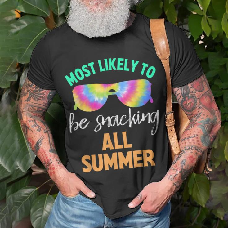 Tie Dye Most Likely To Be Snacking All Summer Unisex T-Shirt Gifts for Old Men