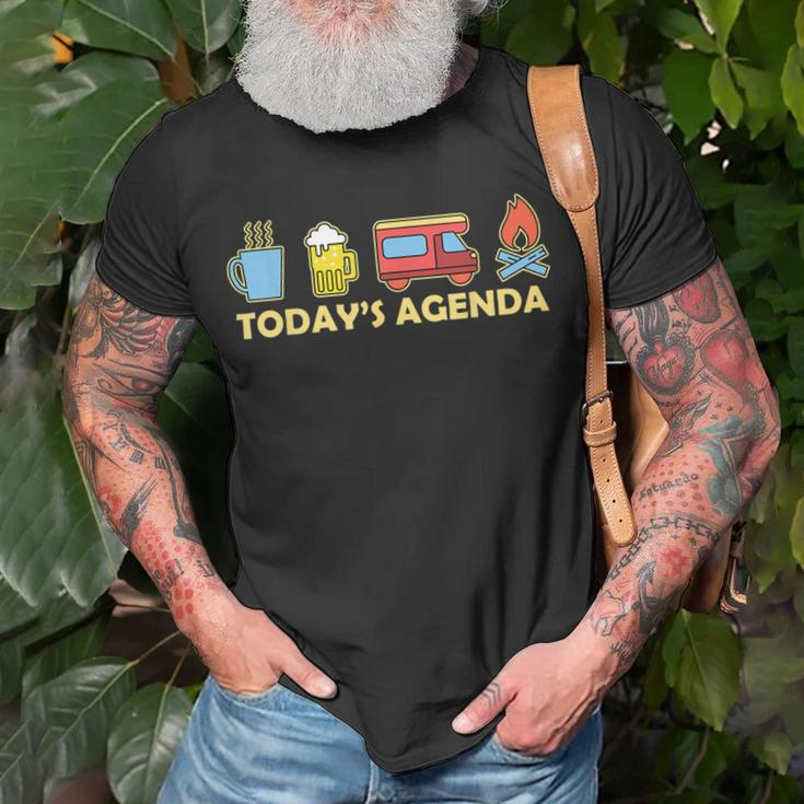 Today's Agenda Camping Lover Tent Bbq Travelling Picnicking T-Shirt Gifts for Old Men