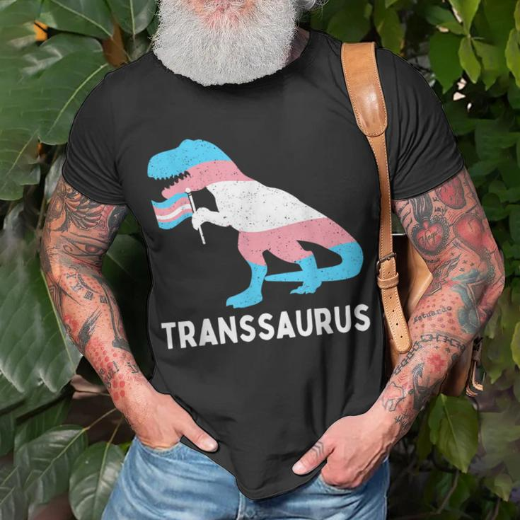 Trans Pride Flag Transgender Dino Transsaurus Rex Dinosaur Unisex T-Shirt Gifts for Old Men
