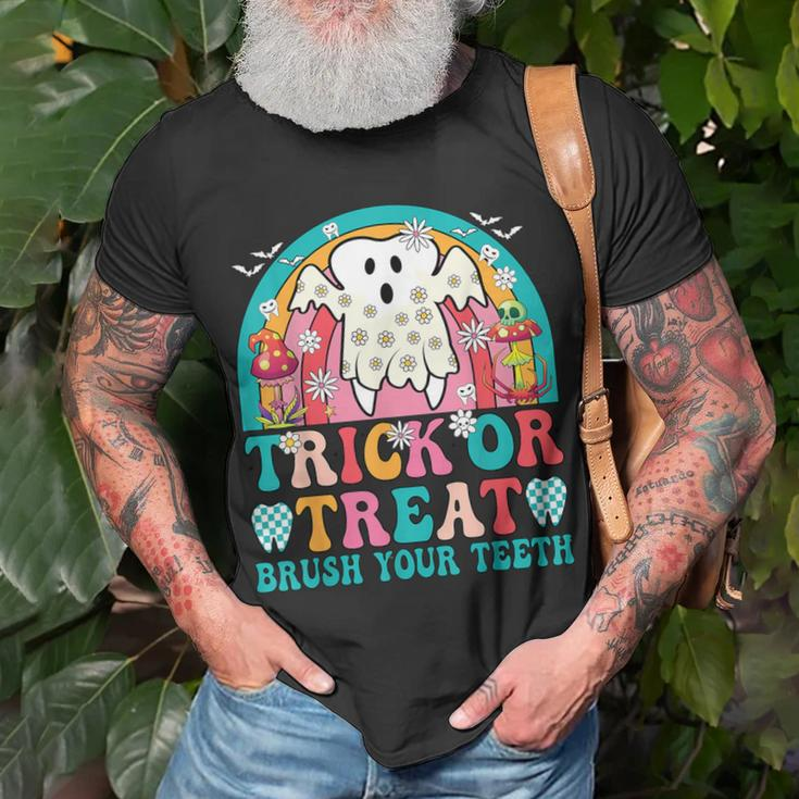 Trick Or Treat Brush Your Th Boo Ghost Halloween Dentist T-Shirt Gifts for Old Men