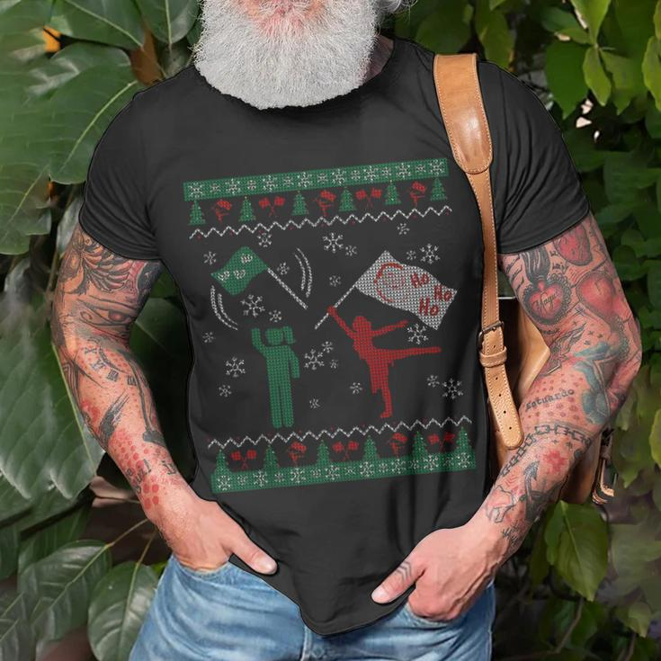 Ugly Christmas Sweater Color Guard Winter Guard T-Shirt Gifts for Old Men