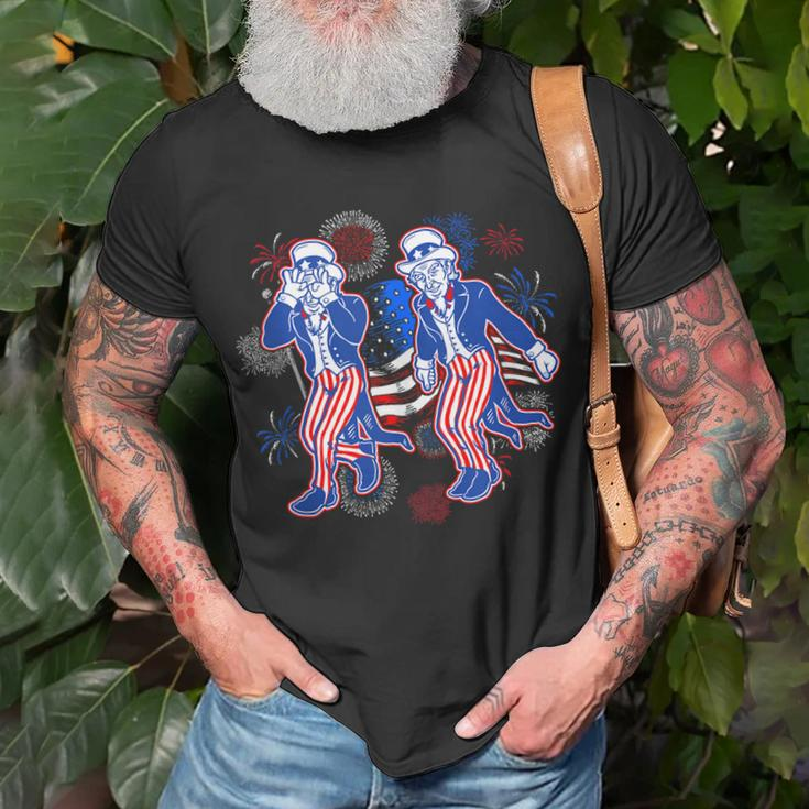 Uncle Sam Griddy Dance Funny 4Th Of July Usa Flag Fireworks Unisex T-Shirt Gifts for Old Men