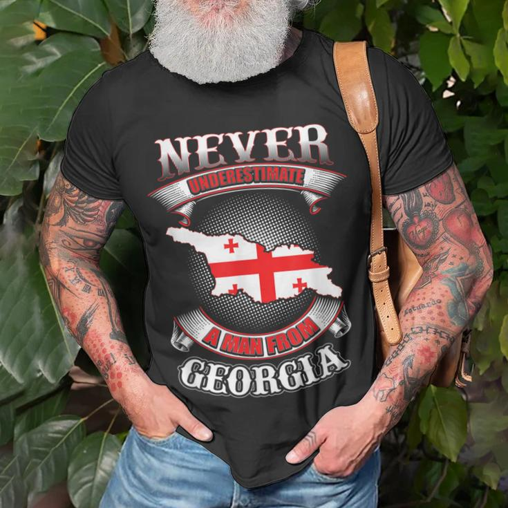 Never Underestimate Georgia Georgia Country Map T-Shirt Gifts for Old Men