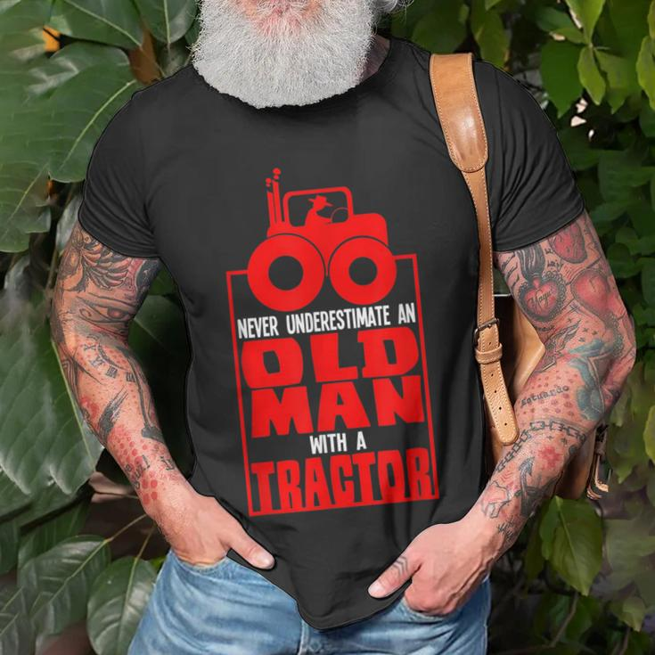 Never Underestimate An Old Man With A Tractor Birthday GagT-Shirt Gifts for Old Men