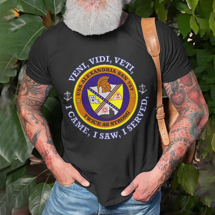 Uss Alexandria Ssn757 Patch Image Unisex T-Shirt Gifts for Old Men