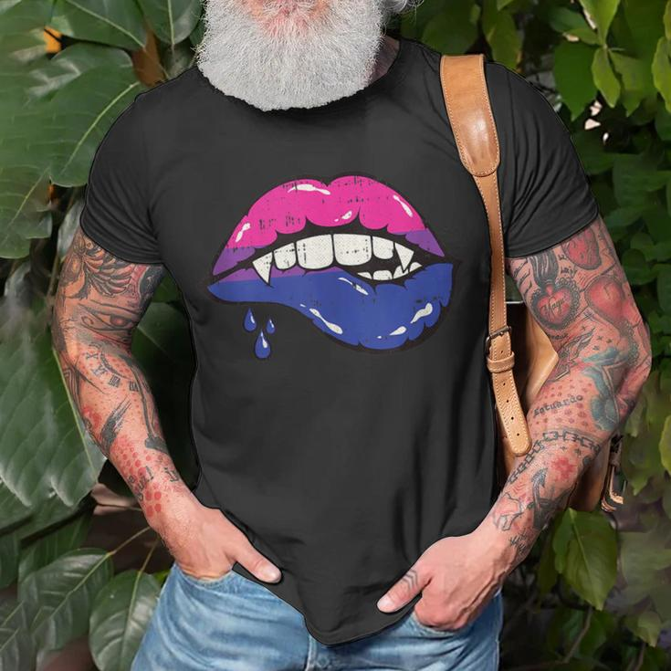 Vampire Lips Bi-Sexual Pride Sexy Blood Fangs Lgbt-Q Ally Unisex T-Shirt Gifts for Old Men