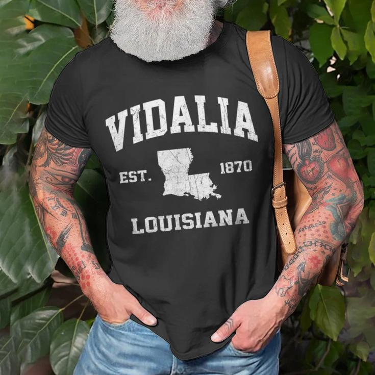 Vidalia Louisiana La Vintage State Athletic Style T-shirt Gifts for Old Men