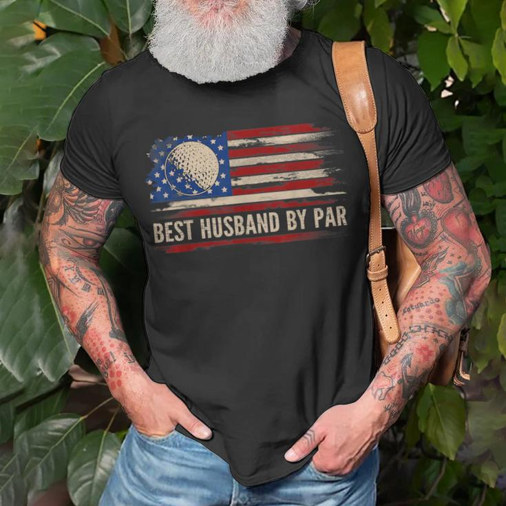 Vintage Best Husband By Par American Flag GolfGolfer Gift Unisex T-Shirt Gifts for Old Men