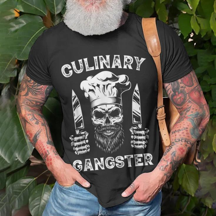 Vintage Cooking Bbq Bearded Culinary Gangster Guru Grilling Unisex T-Shirt Gifts for Old Men
