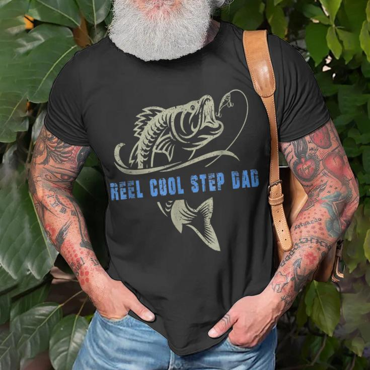 Vintage Fishing Reel Cool Step Dad Funny Fish Fathers Day Unisex T-Shirt Gifts for Old Men