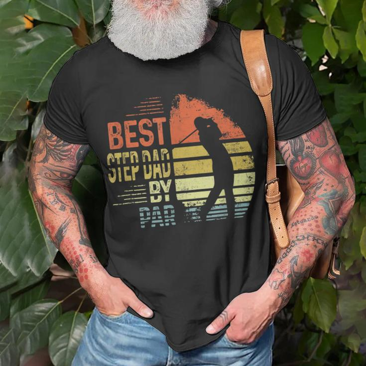 Vintage Golfing Best Step Dad By Par Golf Lovers Fathers Day Unisex T-Shirt Gifts for Old Men