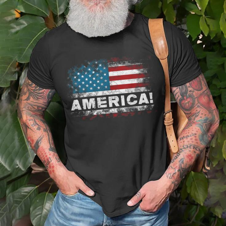 Vintage Merica 4Th Of July Usa Flag Patriotic American Mens Unisex T-Shirt Gifts for Old Men
