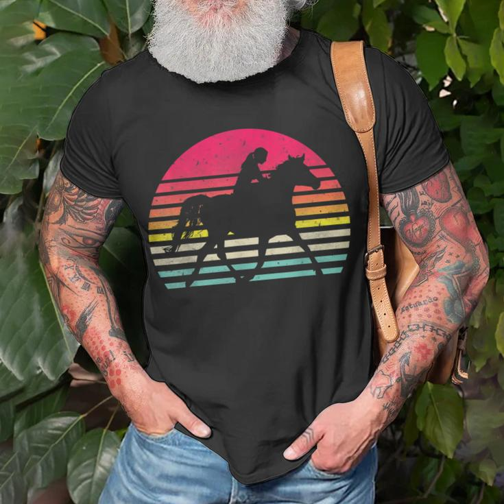 Vintage Retro Girl Horse Riding Sunset Cowgirl Outdoor Sport Unisex T-Shirt Gifts for Old Men