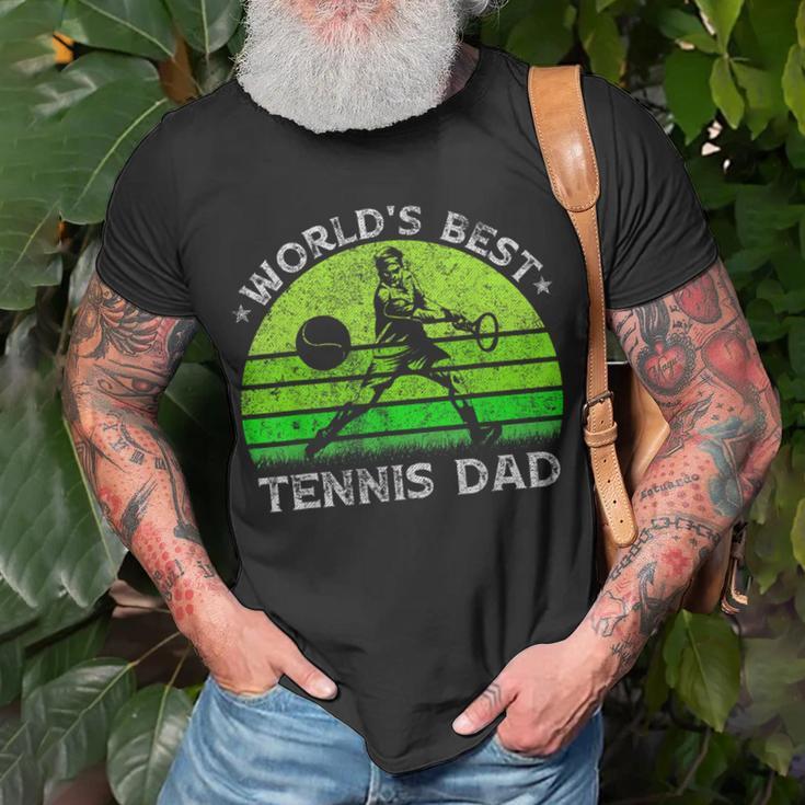 Vintage Retro Worlds Best Tennis Dad Silhouette Sunset Gift Unisex T-Shirt Gifts for Old Men