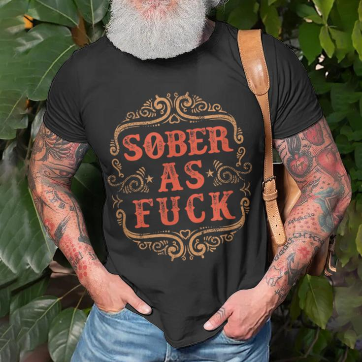 Vintage Sober As Fuck Clean Serene Steps To Recovery T-Shirt Gifts for Old Men