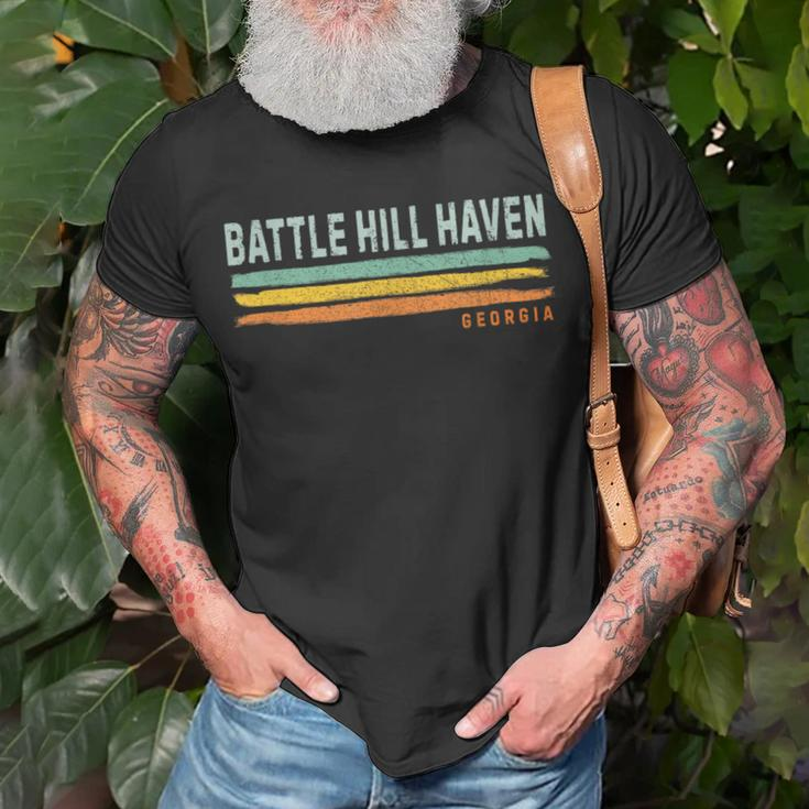 Vintage Stripes Battle Hill Haven Ga T-Shirt Gifts for Old Men