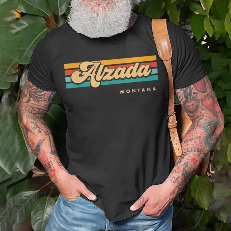 Vintage Sunset Stripes Alzada Montana T-Shirt Gifts for Old Men