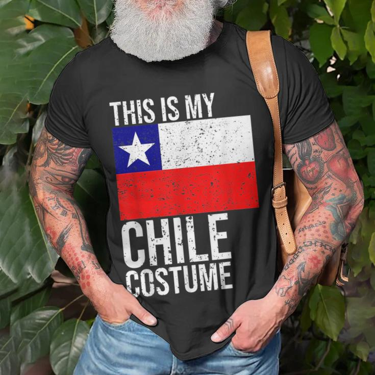 Vintage This Is My Chile Flag Costume Design For Halloween Chile Funny Gifts Unisex T-Shirt Gifts for Old Men