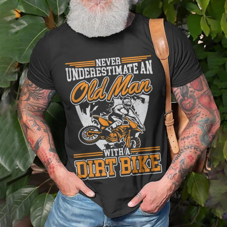Vintage Never Underestimate An Old Guy On A Dirt Bike T-Shirt Gifts for Old Men
