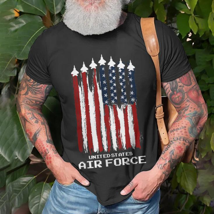 Vintage Us Air Force Veterans Usa American Flag 4Th Of July T-Shirt Gifts for Old Men