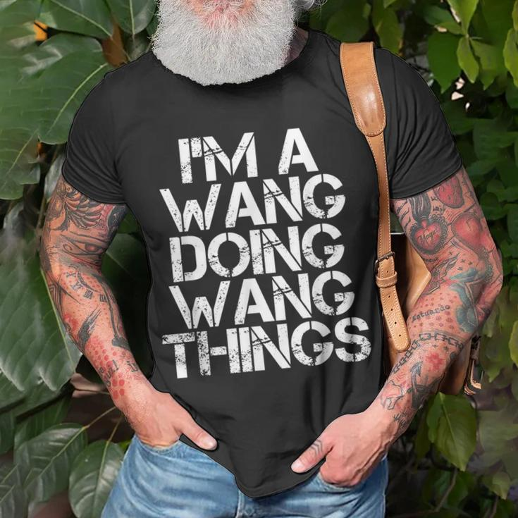 Wang Funny Surname Family Tree Birthday Reunion Gift Idea Unisex T-Shirt Gifts for Old Men