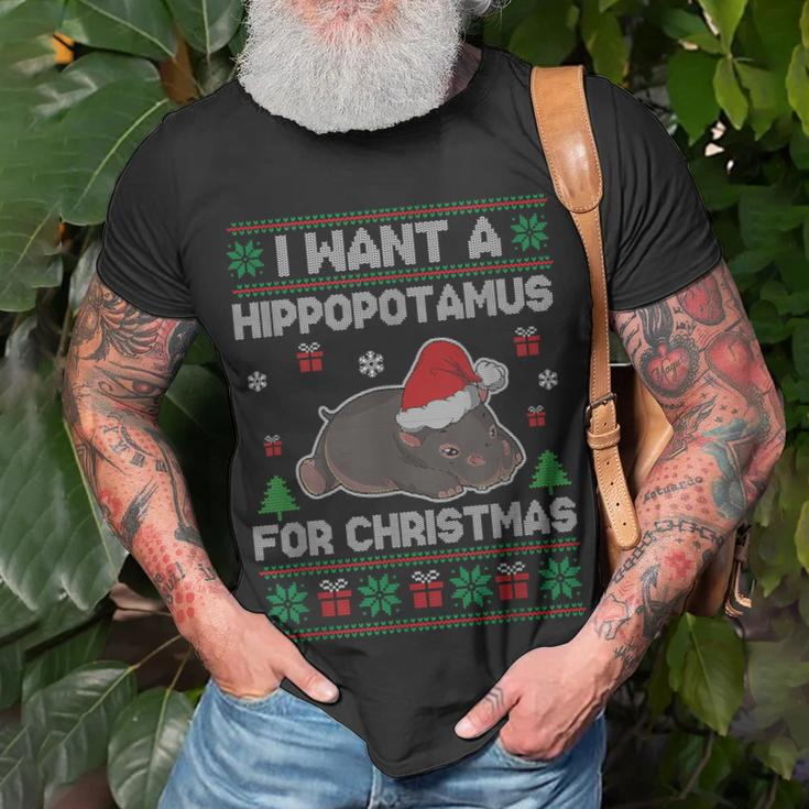 I Want A Hippopotamus For Christmas Ugly Xmas Sweater Hippo T-Shirt Gifts for Old Men