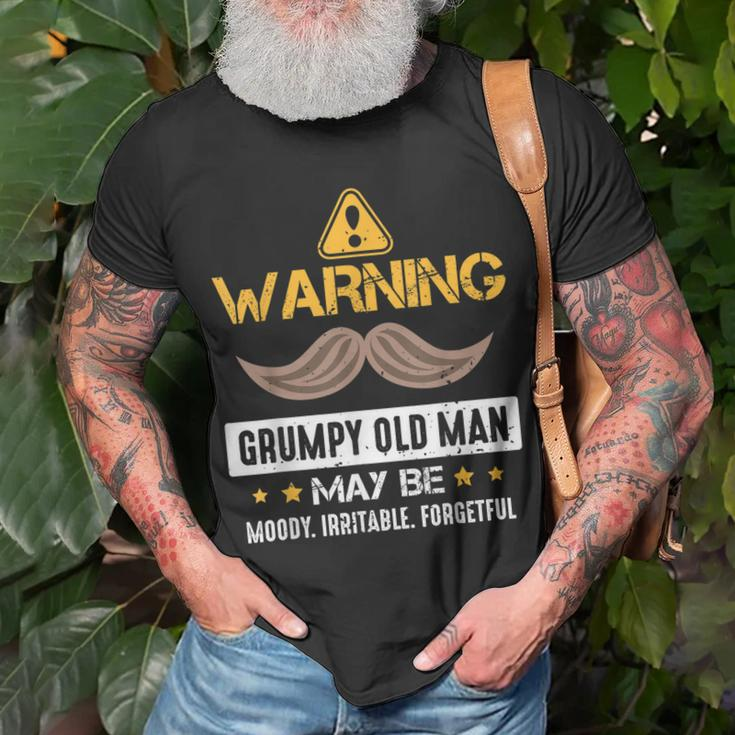 Warning Grumpy Old Man Bad Mood Forgetful Irritable Unisex T-Shirt Gifts for Old Men