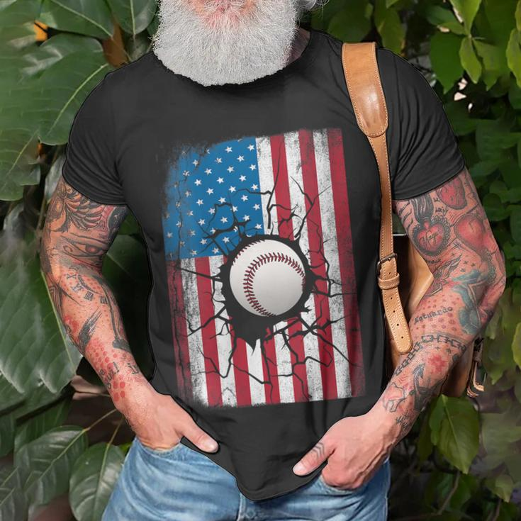 Womens Baseball July 4Th For Men Boys Patriotic American Flag Usa Unisex T-Shirt Gifts for Old Men