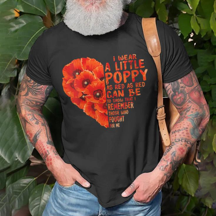 Womens Veteran Day Lest We Forget Red Poppy Flower Usa Memorial Day Unisex T-Shirt Gifts for Old Men