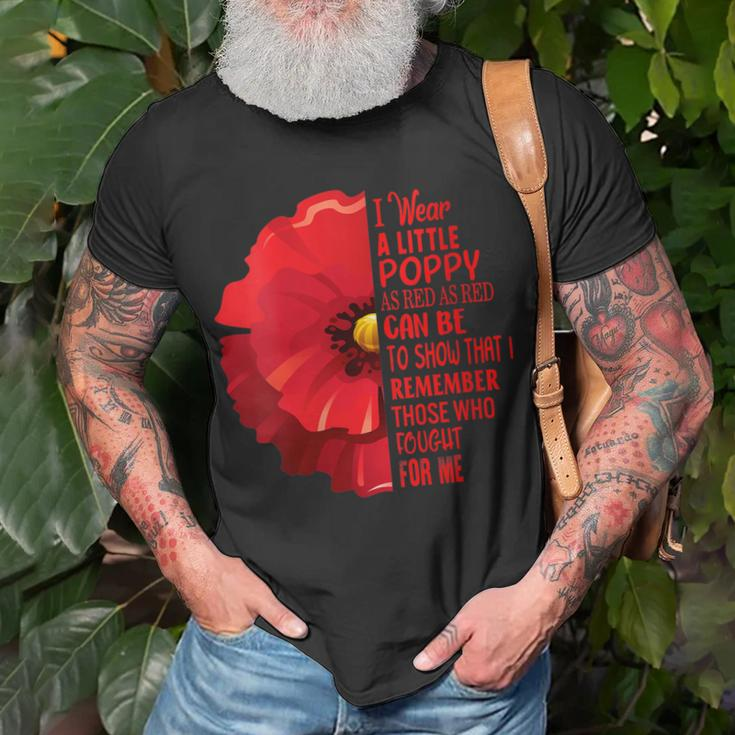 Womens Veterans Day Lest We Forget Red Poppy Flower Usa Memorial Unisex T-Shirt Gifts for Old Men