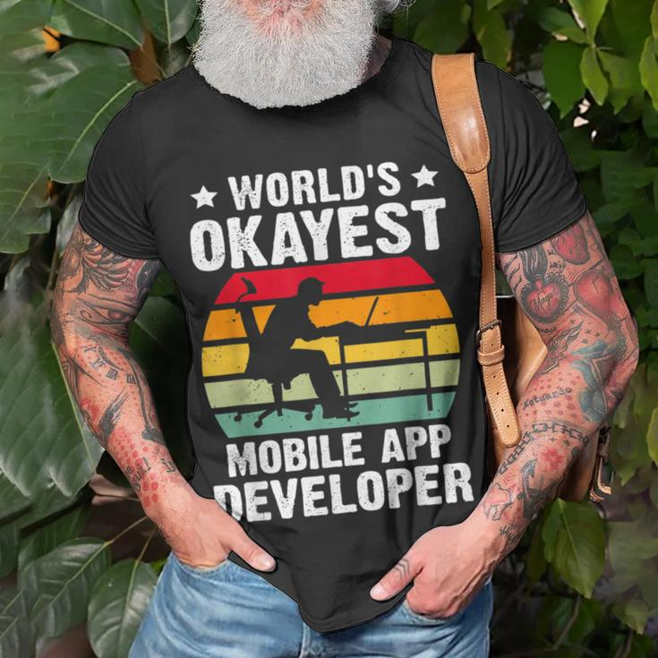 World's Okayest Mobile App Developer T-Shirt Gifts for Old Men