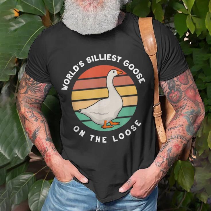 Worlds Silliest Goose On The Loose Funny Goose Farmer Unisex T-Shirt Gifts for Old Men