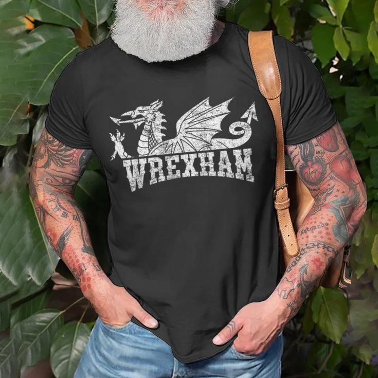 Wrexham Wales Football Soccer Welsh Red Dragon Retro Vintage T-Shirt Gifts for Old Men