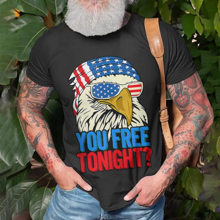 You Free Tonight Bald Eagle Mullet 4Th Of July Us Flag Retro Unisex T-Shirt Gifts for Old Men